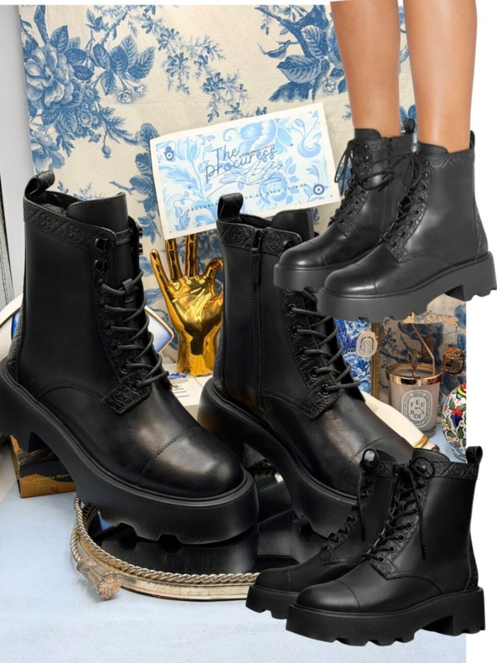 🆕 TORY BURCH 🧿 NWOB T Monogram Lug Boot, Perfect Black / Leather - Sz 9M